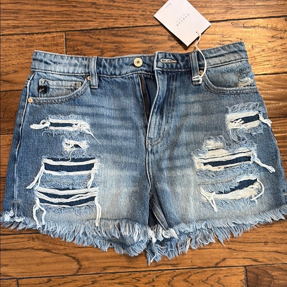 Distressed Blue Denim Shorts - Picture 5 of 8